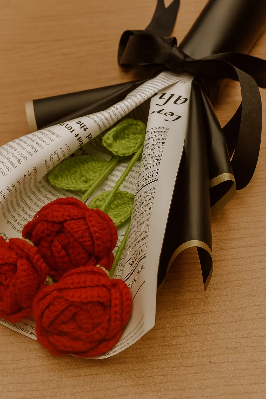 Handmade forever red crochet rose bouquet – set of 3 roses gift for her. romantic handmade forever flower bouquet. hree handmade crochet red roses – long-lasting romantic floral gift