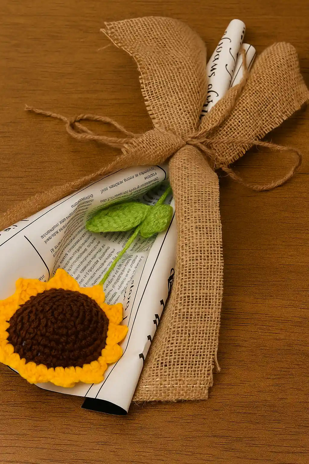 Single forever sunflower bouquet handmade crochet flower gift